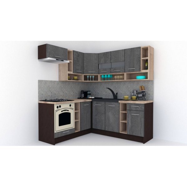Bucatarie de Colt COSSY NEW 180-200 ST. Wenge / Decor K352