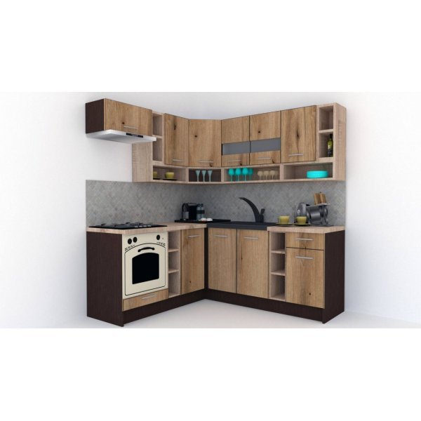 Bucatarie de Colt COSSY NEW 180-200 ST. Wenge / Decor K365