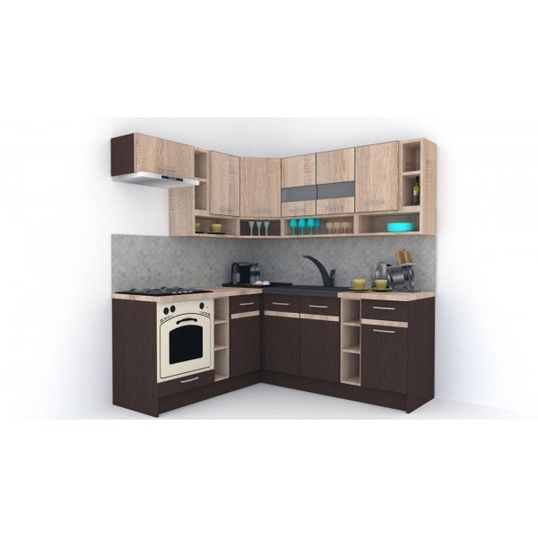 Bucatarie de Colt COSSY NEW 180-200 ST. Wenge / Stejar Sonoma