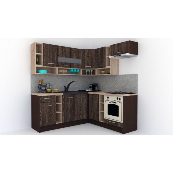 Bucatarie de Colt COSSY NEW 180-200 DR. Wenge / Decor 7648