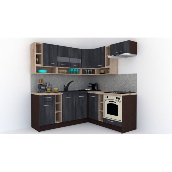 Bucatarie de Colt COSSY NEW 180-200 DR. Wenge / Decor 8509
