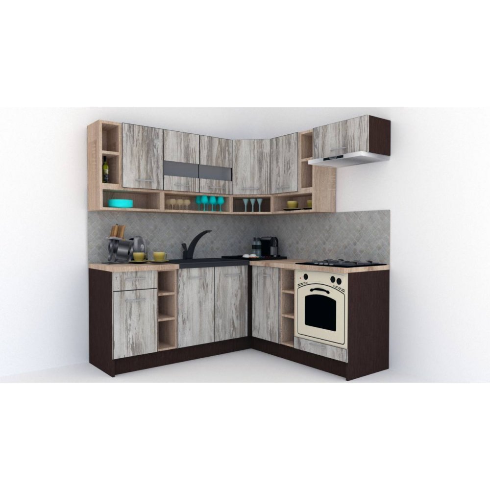 Bucatarie de Colt COSSY NEW 180-200 DR. Wenge / Decor K084