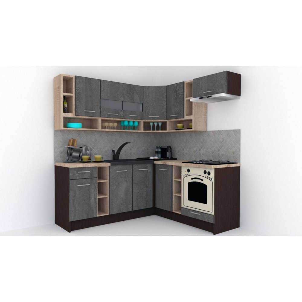 Bucatarie de Colt COSSY NEW 180-200 DR. Wenge / Decor K352