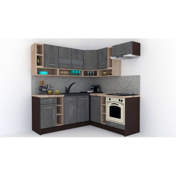 Bucatarie de Colt COSSY NEW 180-200 DR. Wenge / Decor K352