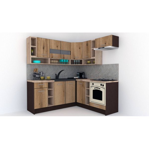 Bucatarie de Colt COSSY NEW 180-200 DR. Wenge / Decor K365