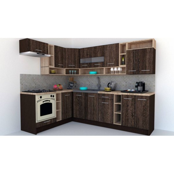 Bucatarie de Colt COSSY NEW 180-260 St. Wenge / Decor 7648