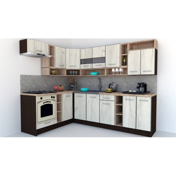 Bucatarie de Colt COSSY NEW 180-260 St. Wenge / Decor K001