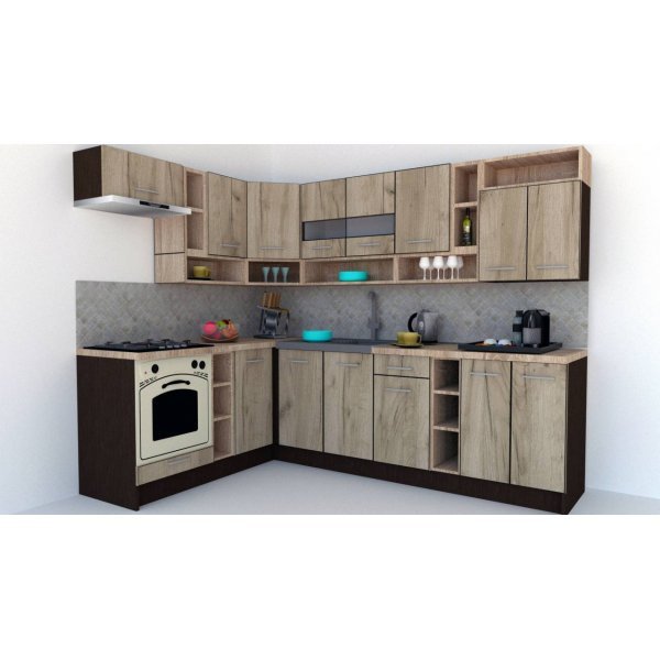 Bucatarie de Colt COSSY NEW 180-260 St. Wenge / Decor K002