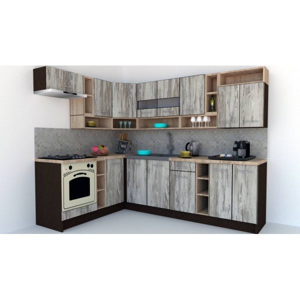 Bucatarie de Colt COSSY NEW 180-260 St. Wenge / Decor K084