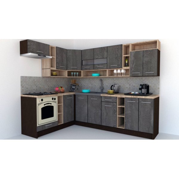 Bucatarie de Colt COSSY NEW 180-260 St. Wenge / Decor K352