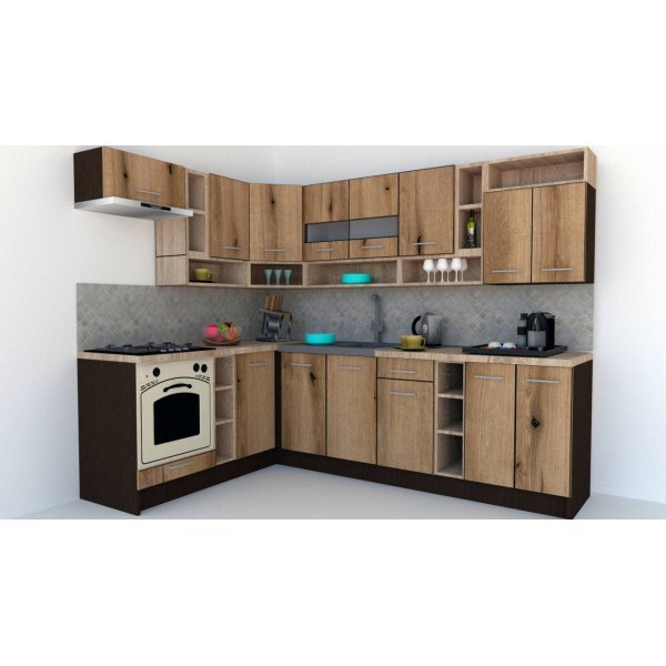 Bucatarie de Colt COSSY NEW 180-260 St. Wenge / Decor K365