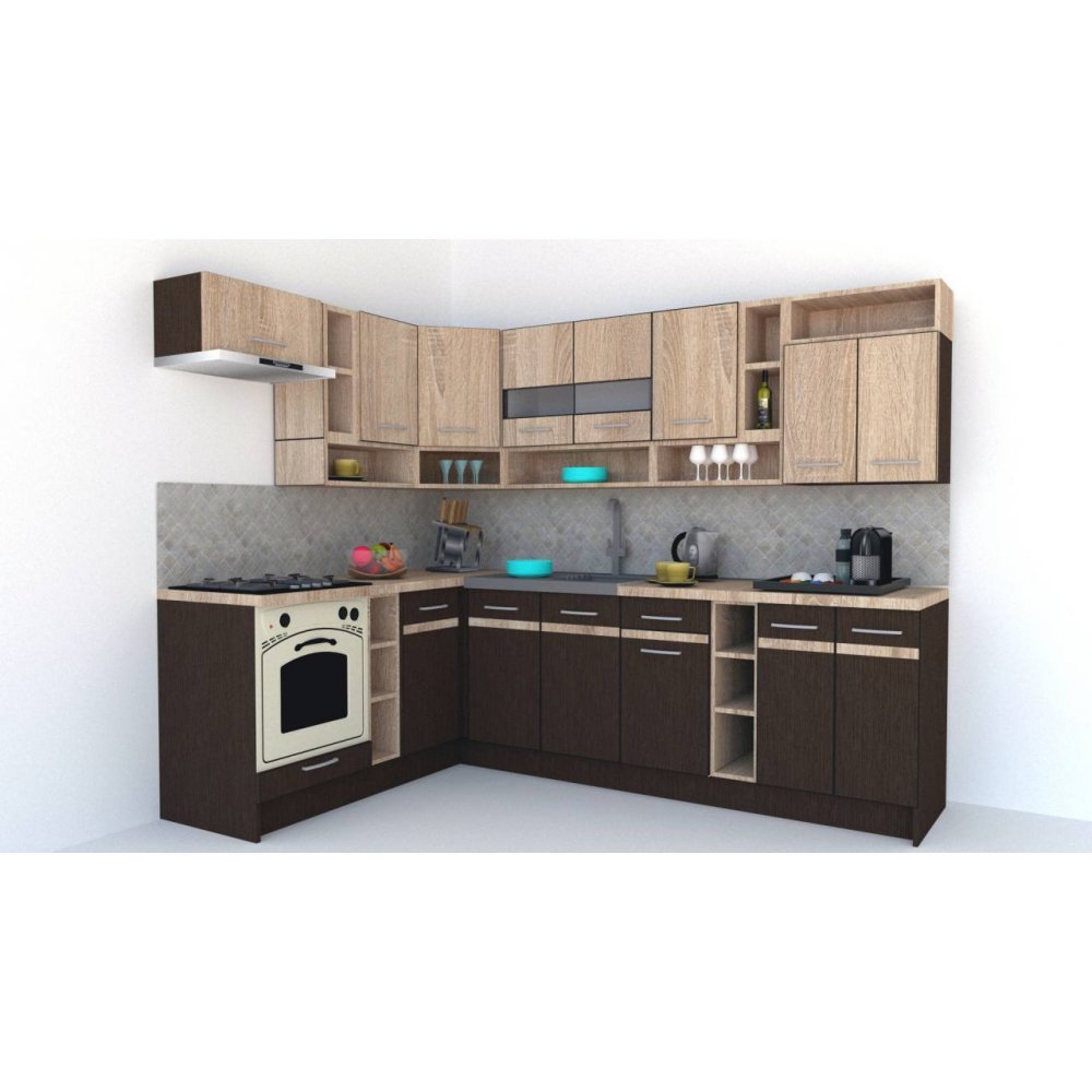 Bucatarie de Colt COSSY NEW 180-260 St. Wenge / Stejar Sonoma