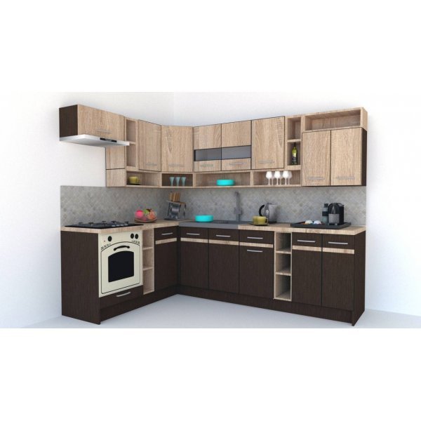 Bucatarie de Colt COSSY NEW 180-260 St. Wenge / Stejar Sonoma