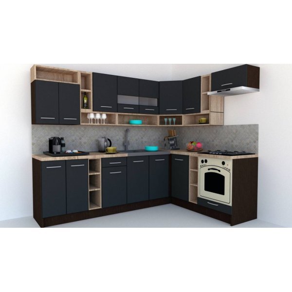 Bucatarie de Colt COSSY NEW 180-260 Dr. Wenge / Decor 0164