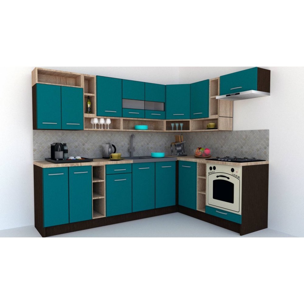 Bucatarie de Colt COSSY NEW 180-260 Dr. Wenge / Decor 0245