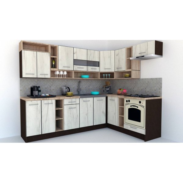 Bucatarie de Colt COSSY NEW 180-260 Dr. Wenge / Decor K001