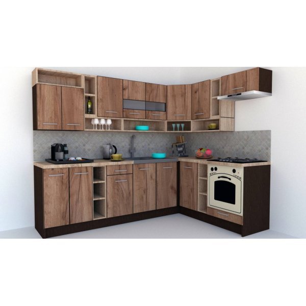 Bucatarie de Colt COSSY NEW 180-260 Dr. Wenge / Decor K004
