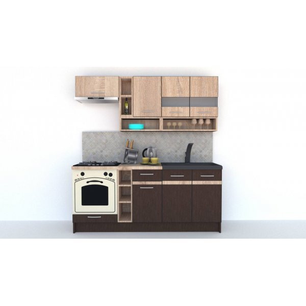 Bucatarie COSSY NEW 200 Wenge / Stejar Sonoma