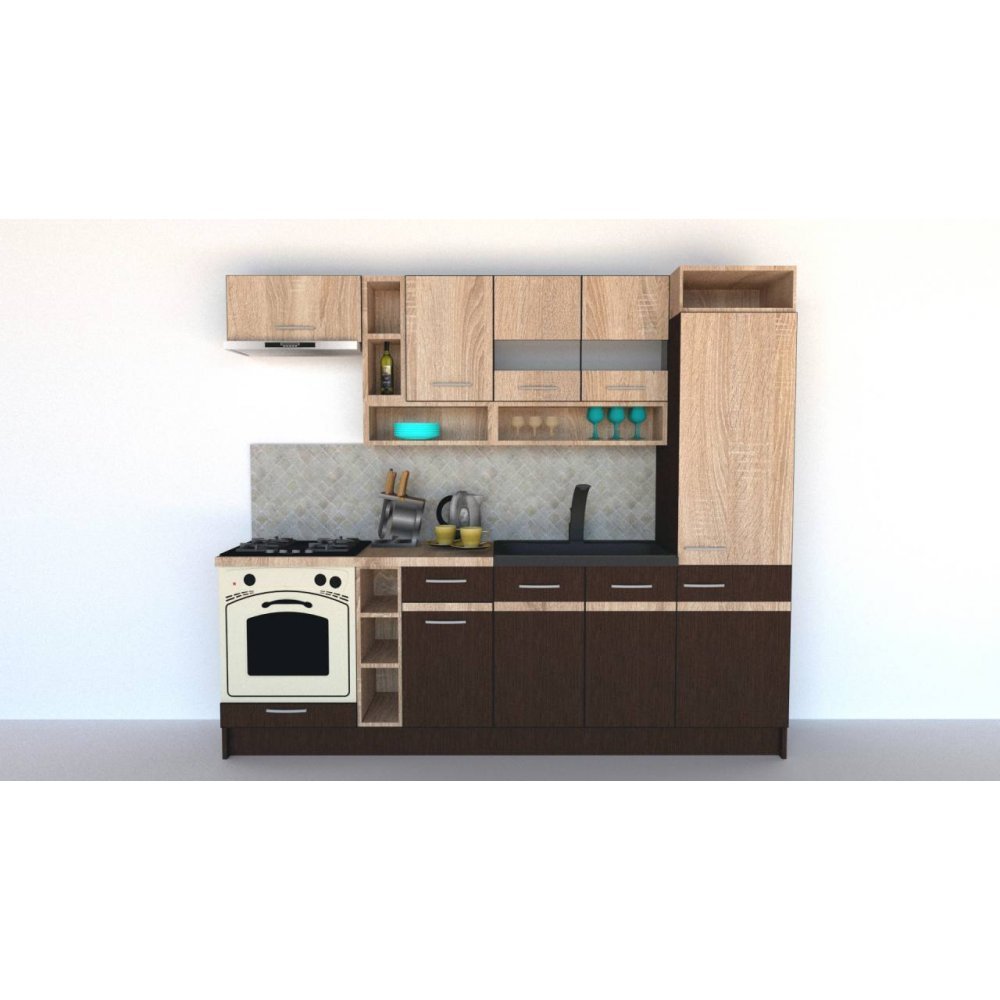 Bucatarie COSSY NEW 250 A1 Wenge / Stejar Sonoma