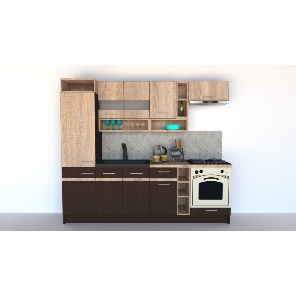 Bucatarie COSSY NEW 250 A2 Wenge / Stejar Sonoma