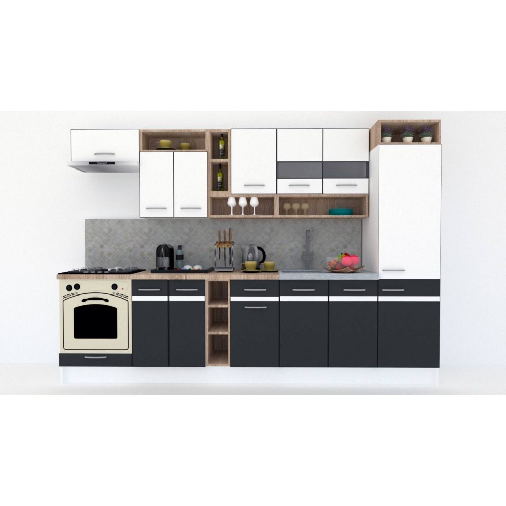 Bucatarie COSSY NEW 310 B2 Alb / Gri