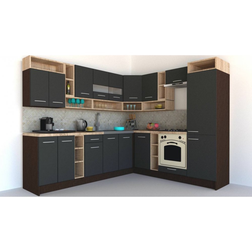 Bucatarie de Colt COSSY NEW DR. 230-260 Wenge / Decor 0164