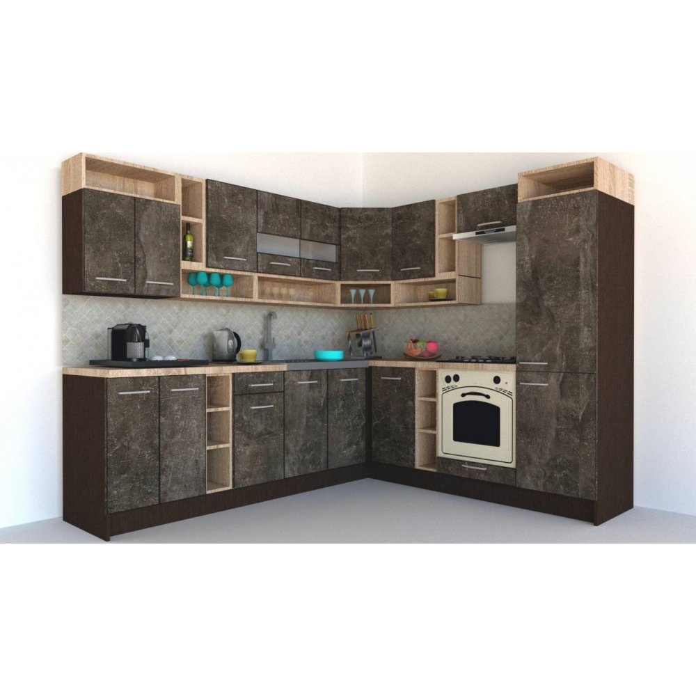 Bucatarie de Colt COSSY NEW DR. 230-260 Wenge / Decor 4299
