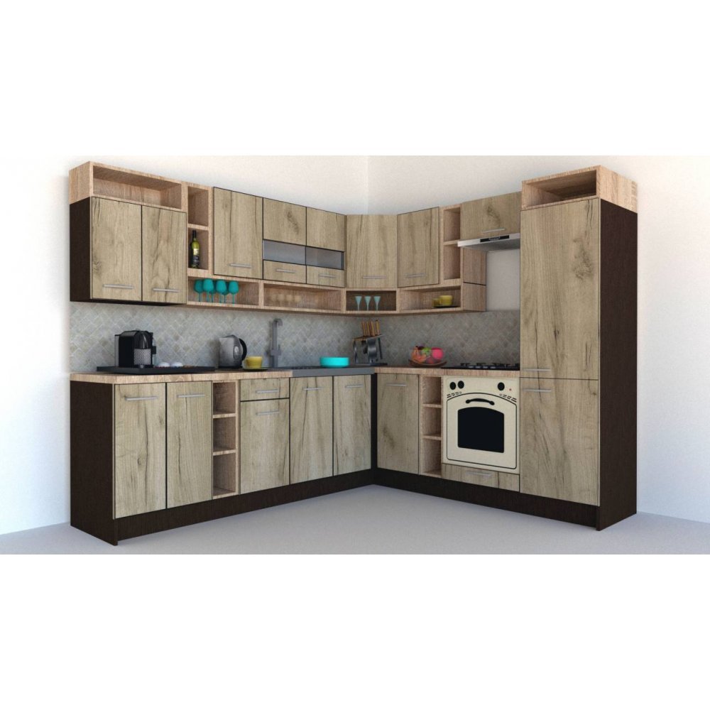 Bucatarie de Colt COSSY NEW DR. 230-260 Wenge / Decor K002