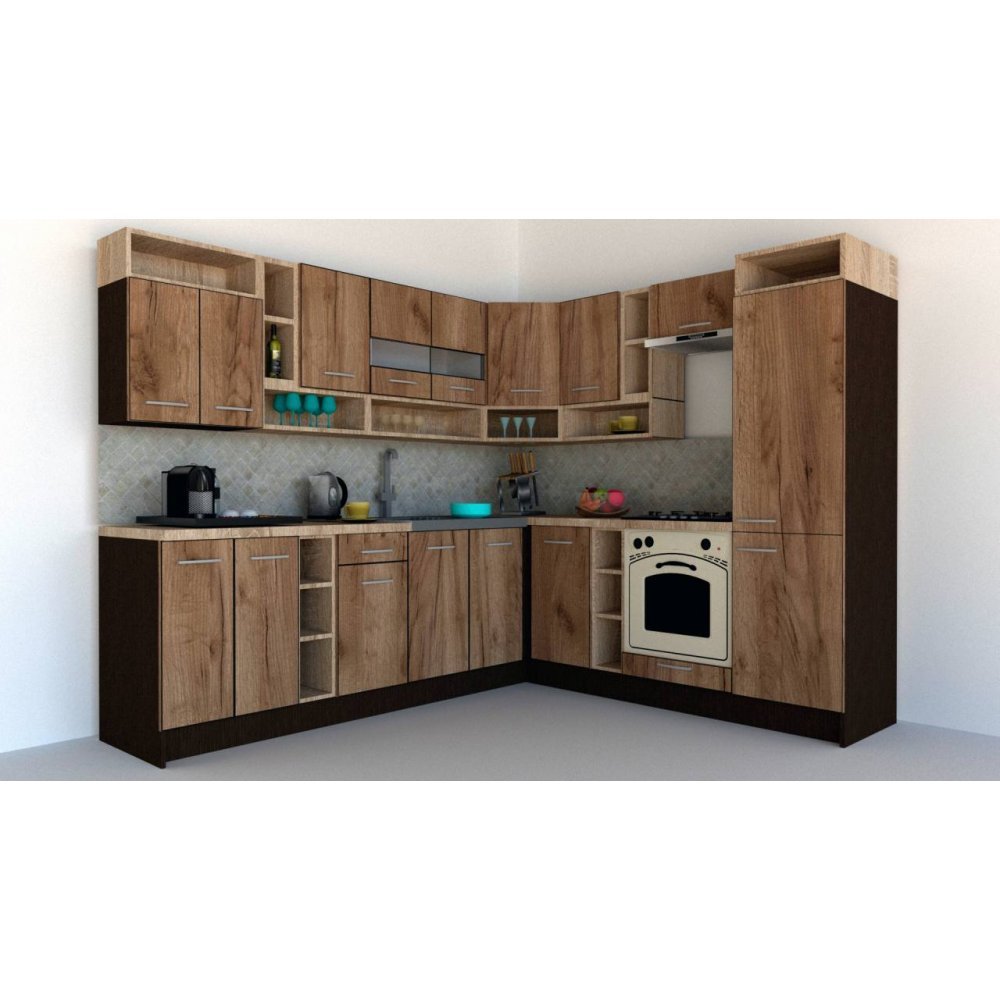 Bucatarie de Colt COSSY NEW DR. 230-260 Wenge / Decor K004