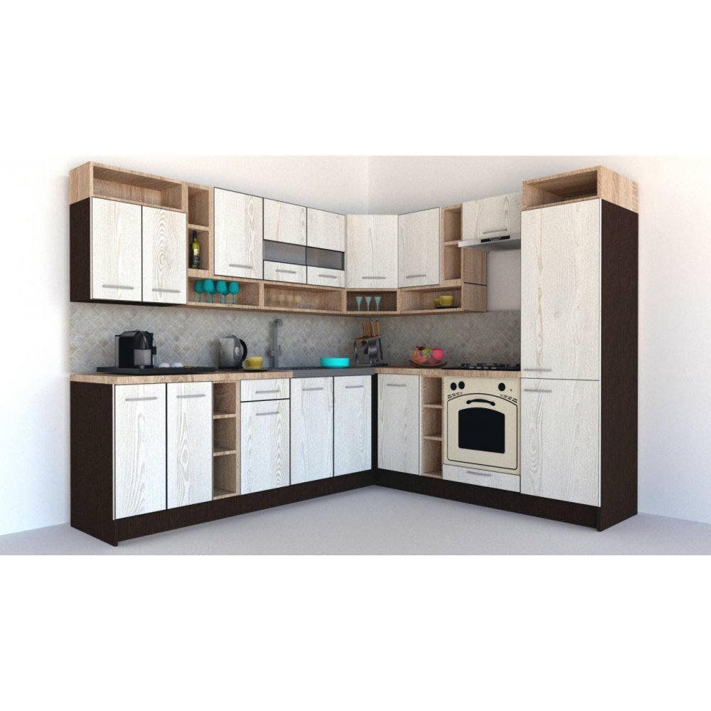 Bucatarie de Colt COSSY NEW DR. 230-260 Wenge / Decor K010