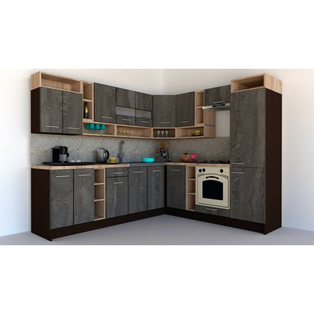 Bucatarie de Colt COSSY NEW DR. 230-260 Wenge / Decor K352