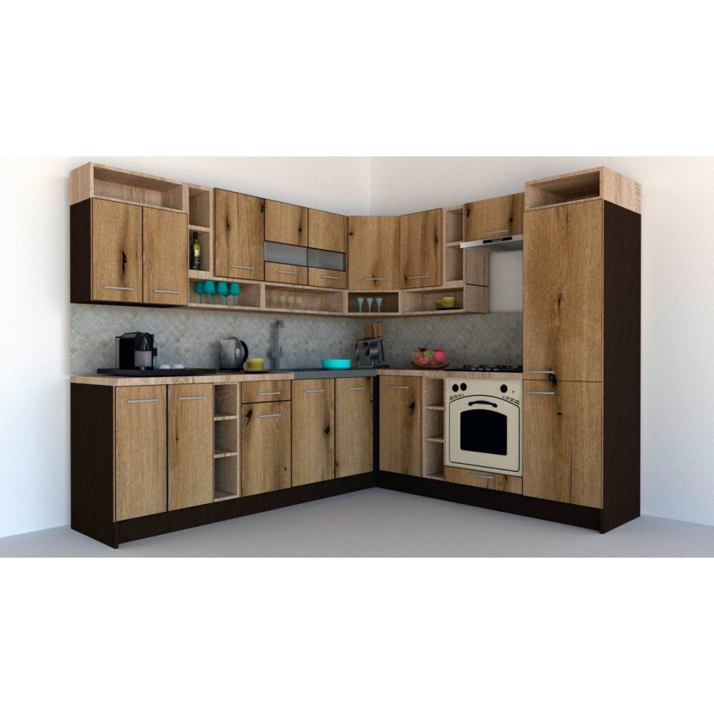 Bucatarie de Colt COSSY NEW DR. 230-260 Wenge / Decor K365
