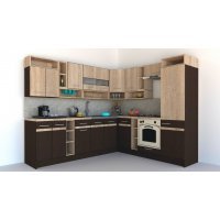Bucatarie de Colt COSSY NEW DR. 230-260 Wenge / Stejar Sonoma