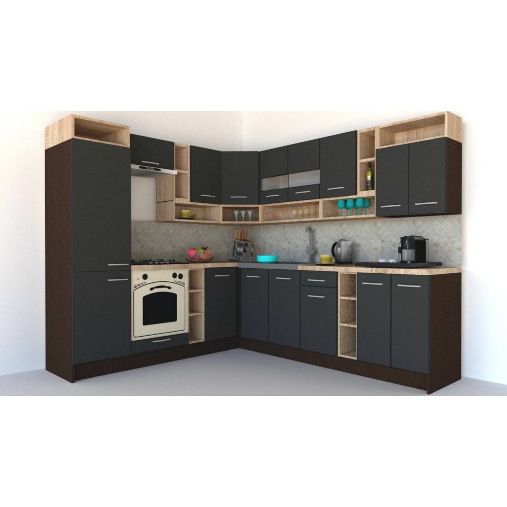 Bucatarie de Colt COSSY NEW ST. 230-260 Wenge / Decor 0164