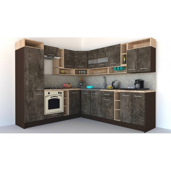 Bucatarie de Colt COSSY NEW ST. 230-260 Wenge / Decor 4299