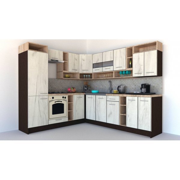 Bucatarie de Colt COSSY NEW ST. 230-260 Wenge / Decor K001