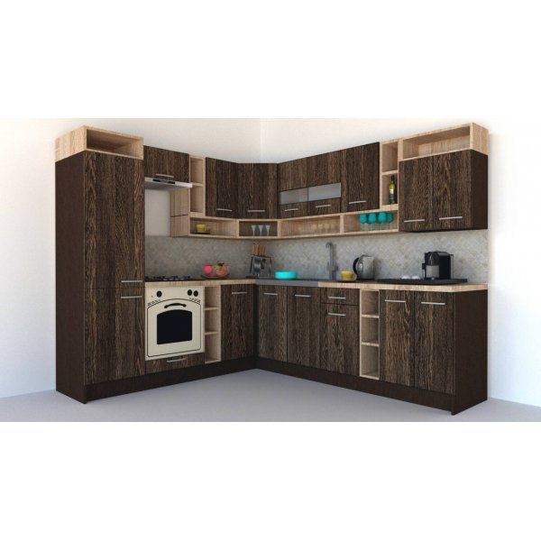 Bucatarie de Colt COSSY NEW ST. 230-260 Wenge / Decor 7648