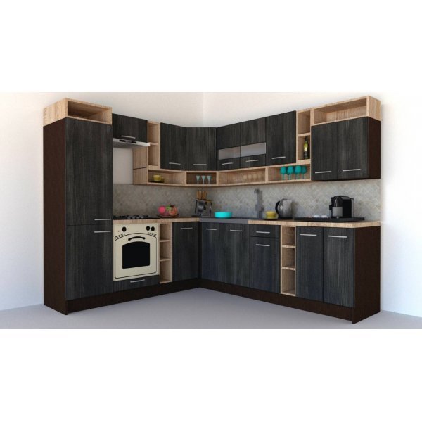 Bucatarie de Colt COSSY NEW ST. 230-260 Wenge / Decor 8509