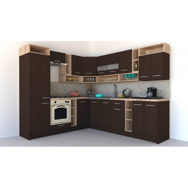 Bucatarie de Colt COSSY NEW ST. 230-260 Wenge / Decor 8548