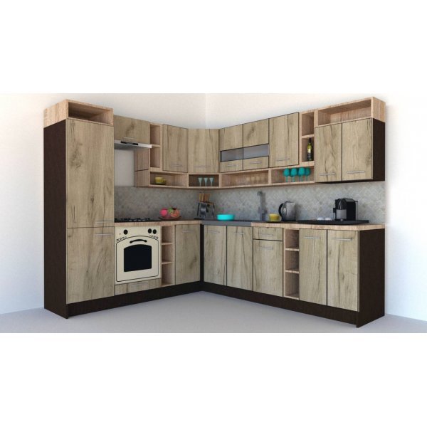 Bucatarie de Colt COSSY NEW ST. 230-260 Wenge / Decor K002