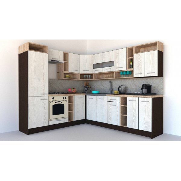 Bucatarie de Colt COSSY NEW ST. 230-260 Wenge / Decor K010