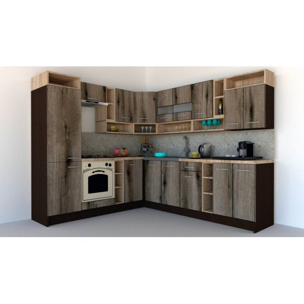 Bucatarie de Colt COSSY NEW ST. 230-260 Wenge / Decor K366