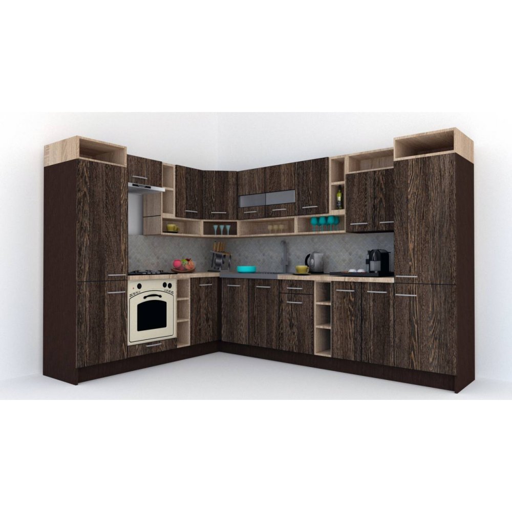 Bucatarie de Colt COSSY NEW ST. 230-310 Wenge / Decor 7648