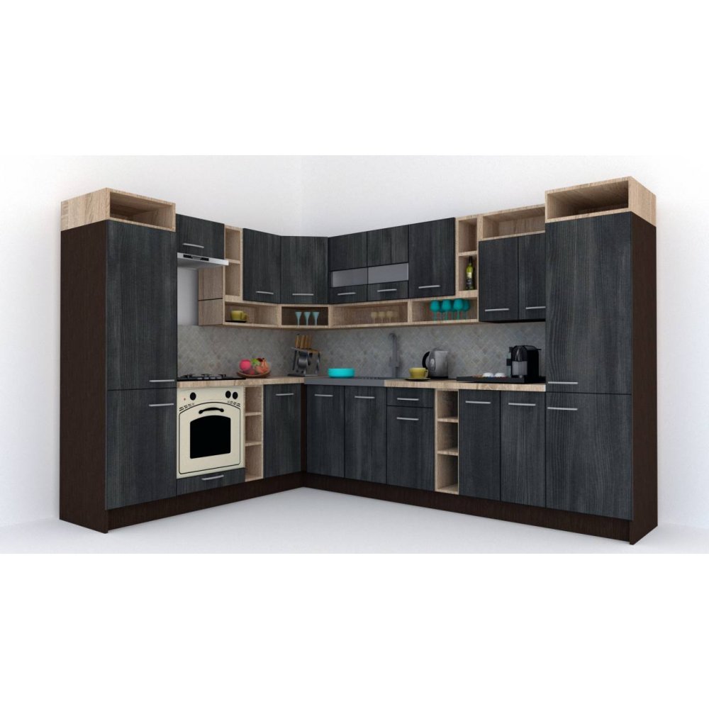 Bucatarie de Colt COSSY NEW ST. 230-310 Wenge / Decor 8509