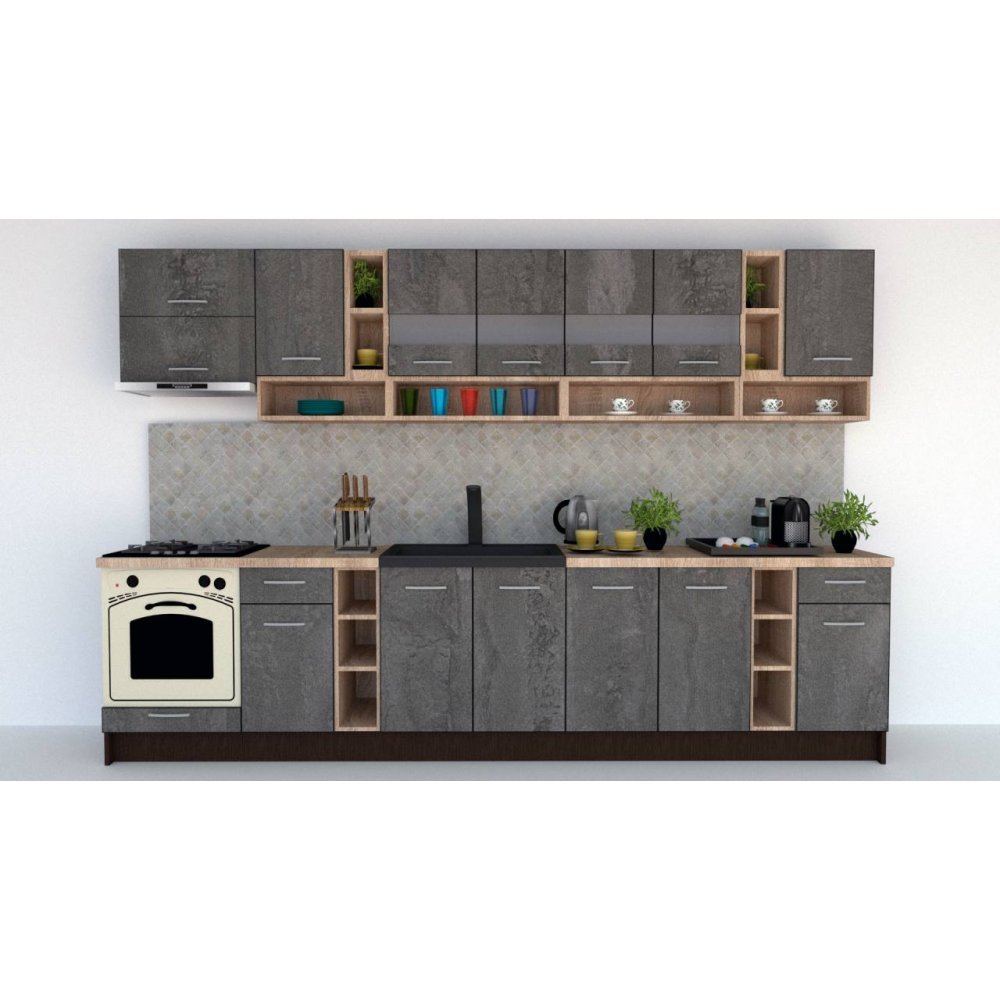 Bucatarie COSSY NEW 340 Wenge / Decor K352 Bucatarie COSSY NEW 340 Wenge / Decor K352