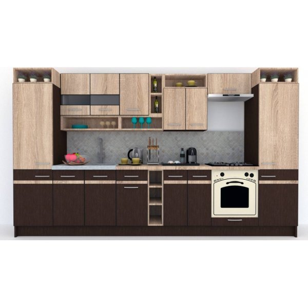 Bucatarie COSSY NEW 360 Wenge / Stejar Sonoma