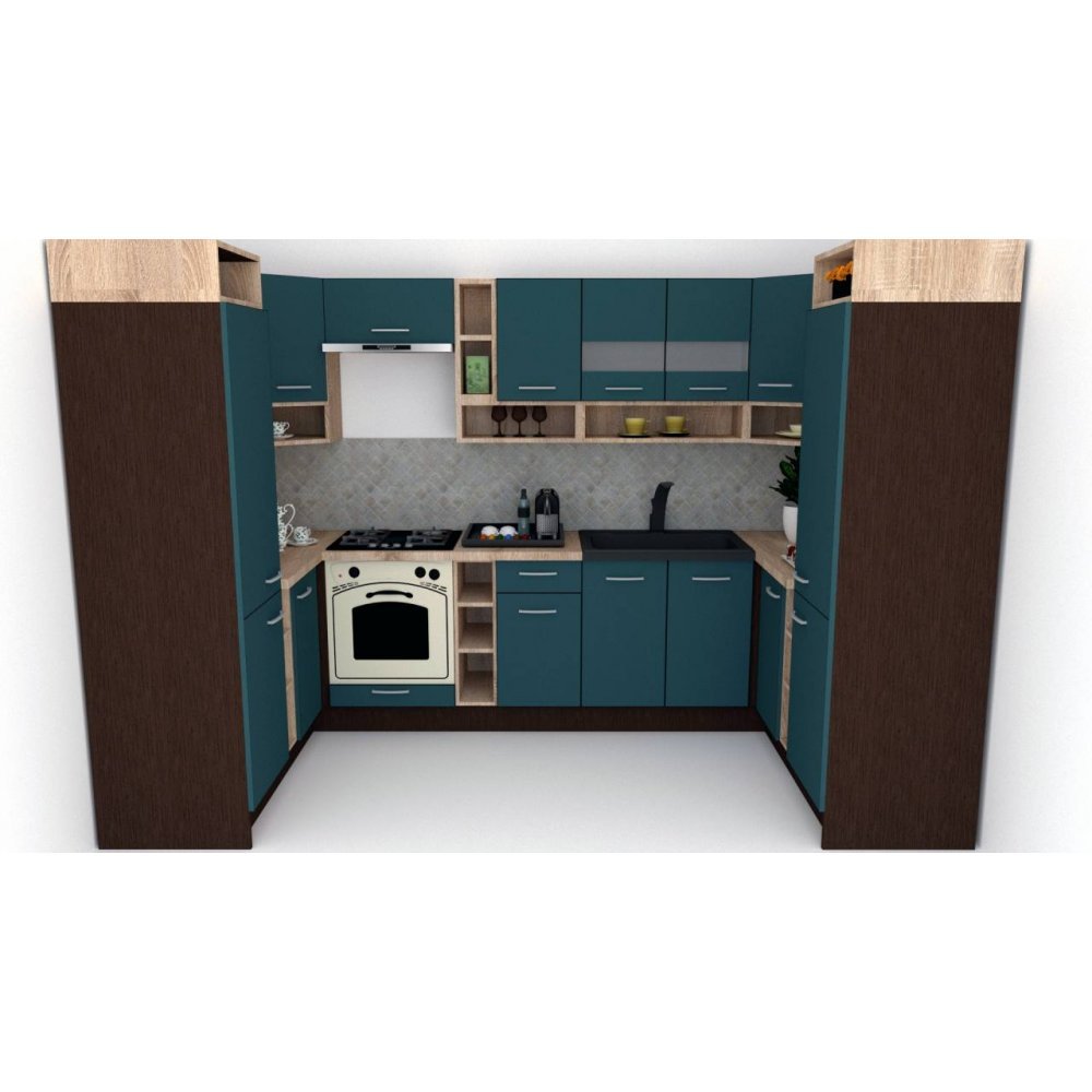 Bucatarie de Colt COSSY NEW 170-320-170, Wenge / Decor 0244