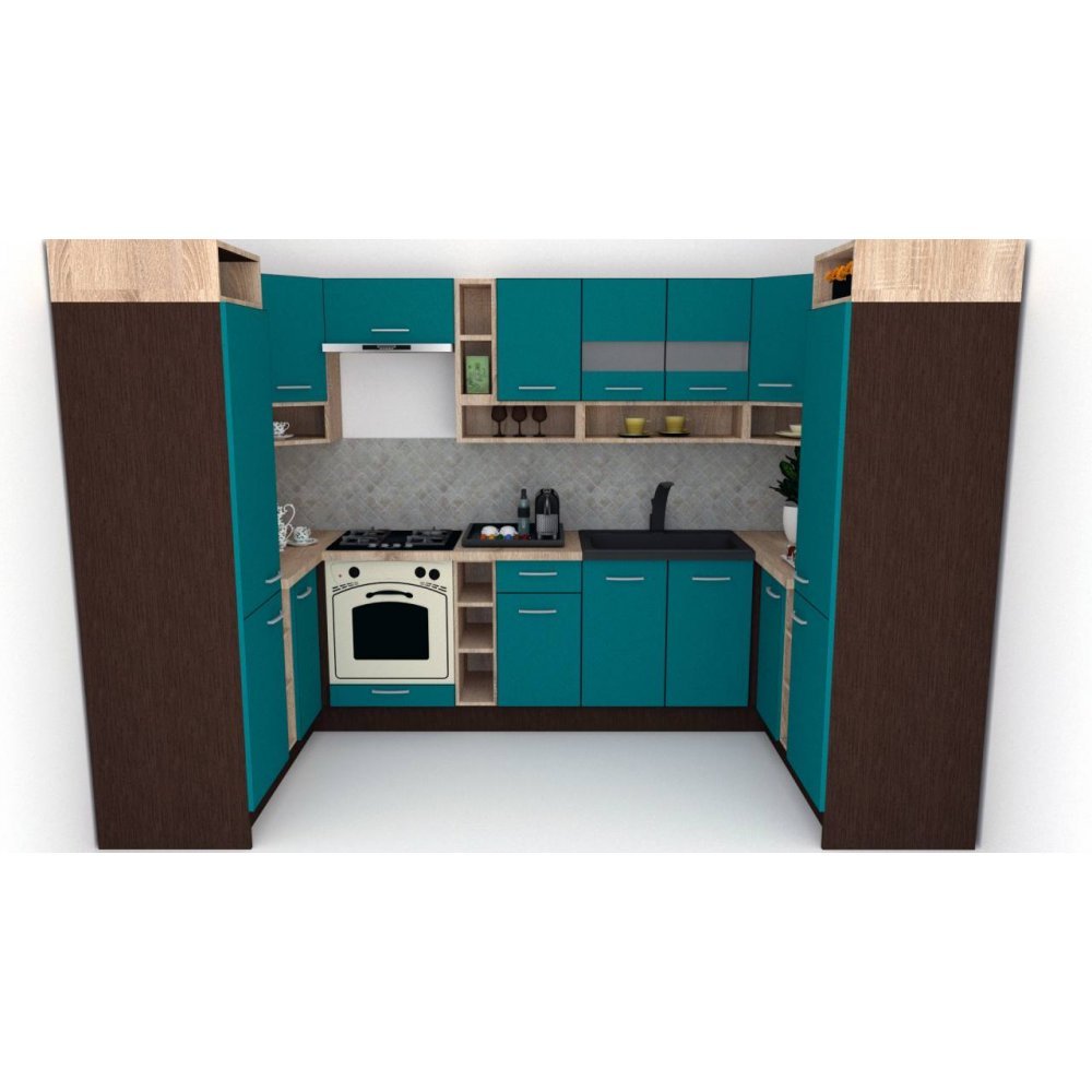 Bucatarie de Colt COSSY NEW 170-320-170, Wenge / Decor 0245