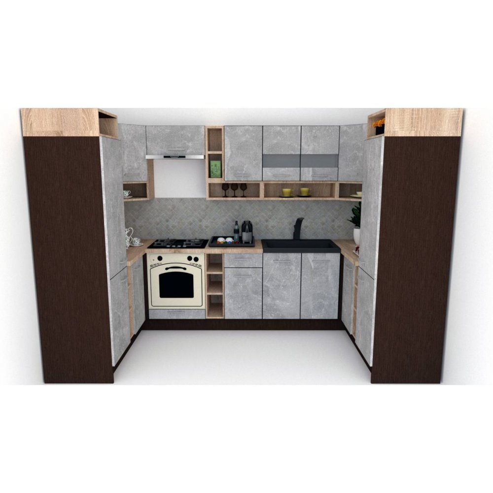Bucatarie de Colt COSSY NEW 170-320-170, Wenge / Decor 4298