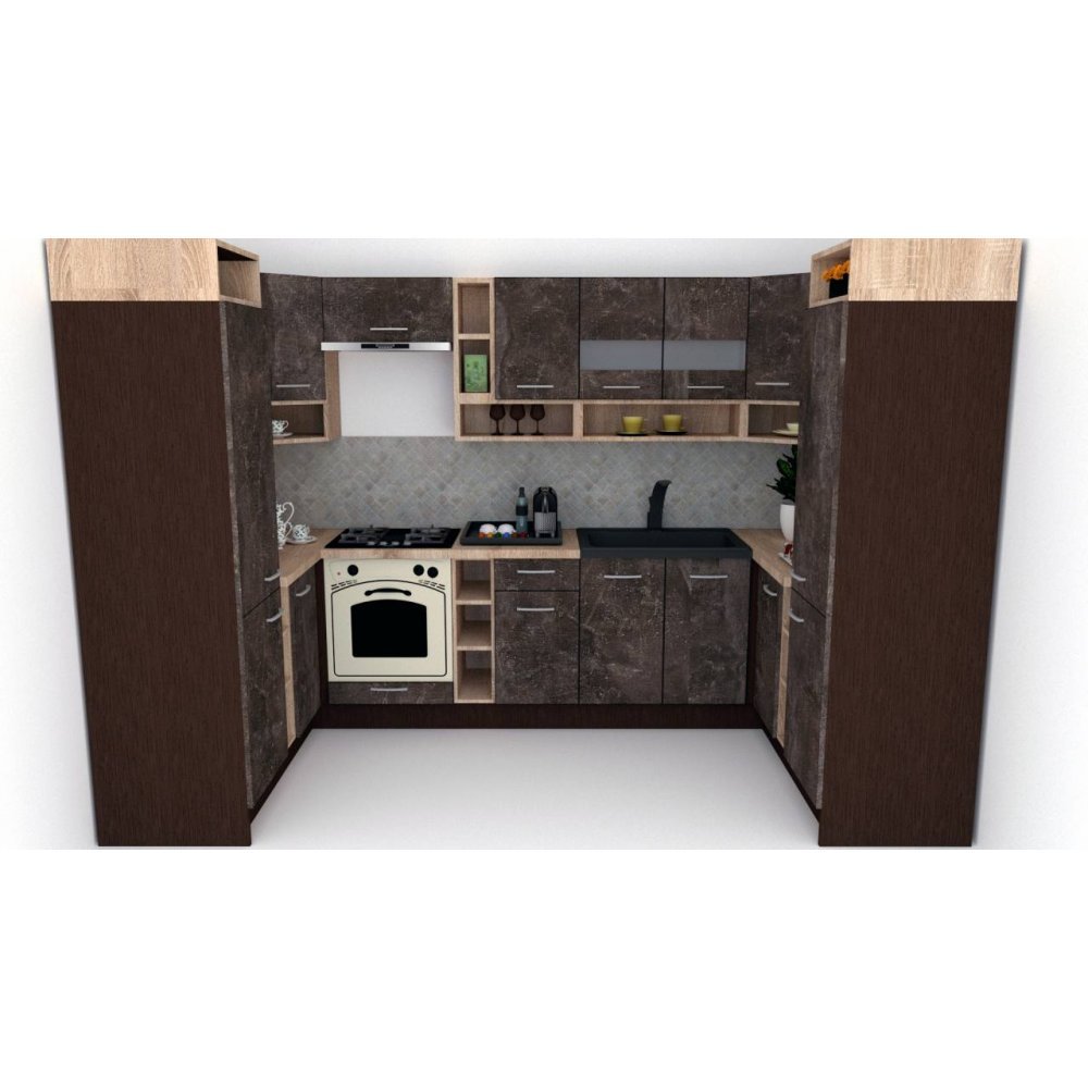 Bucatarie de Colt COSSY NEW 170-320-170, Wenge / Decor 4299